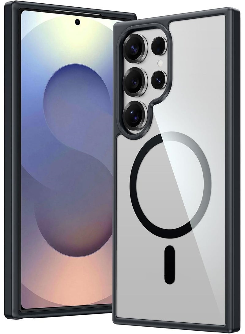 MagSafe Case Cover | Camera Protection | Hard Crystal Clear Back | Shockproof Bumper Case Cover for Samsung Galaxy S25 Ultra (Black) - Image 1